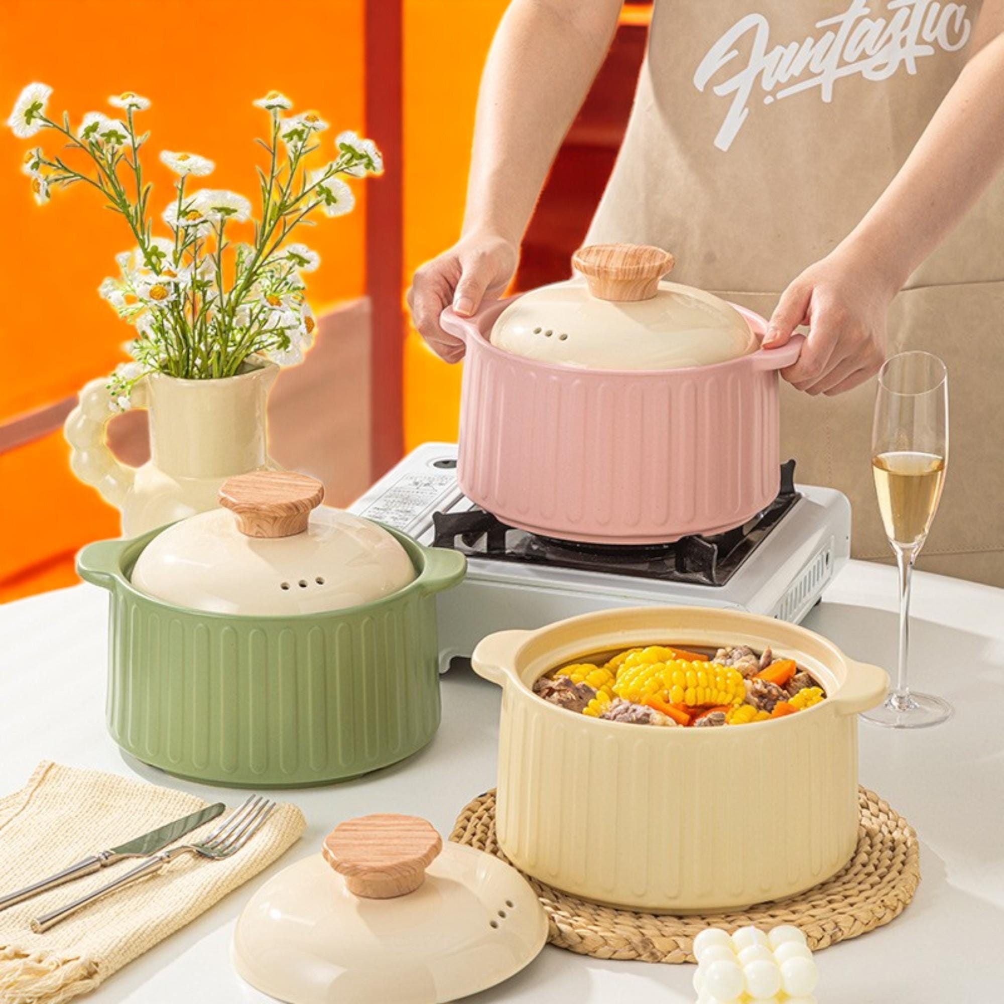 Ceramic Pot - Heat Resistant, Ideal for Cooking Soups, Stews, and Rice