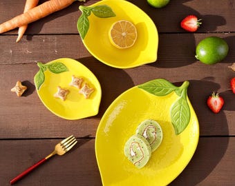 Handmade Ceramic Lemon Serving Set – Bowl, Plate & Dish | Rustic Kitchen Decor | Unique Pottery Gift