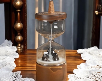 Mountain Mist Ceramic Incense Burner – Handmade Hourglass Backflow with Rustic Zen Vibes