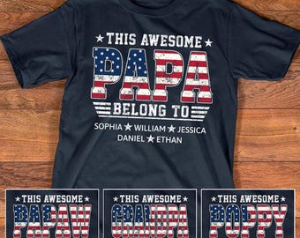 Personalized Papa Shirt, Custom Papa With Kids Names Shirt, My Favorite People Call Me Papa, a718Qc1d