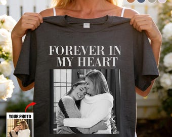 Personalized Memorial Custom Photo Wings Forever In My Heart T-Shirt, in Loving Memory Family Loss Custom Name And Date Shirt, a6195cKa