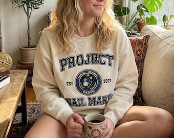 Embroidered Project Hail Mary Crewneck, Sci Fi Reader Gift Embroidered Sweatshirt, Bookish Lovers Clothing Gift, a825GcHd