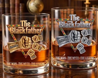 Vaso de whisky personalizado para padre negro, nombre personalizado, regalo del Día del Padre para padre negro, vaso de whisky para papá negro, africano, cX25Je7c