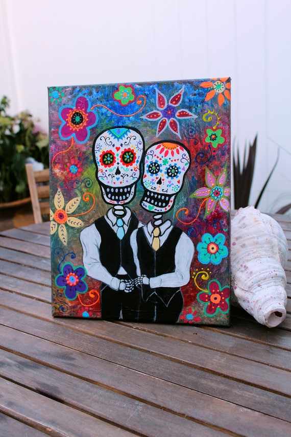 Mexican Folk Art Whimsical Flowers Painting Art Print by Prisarts