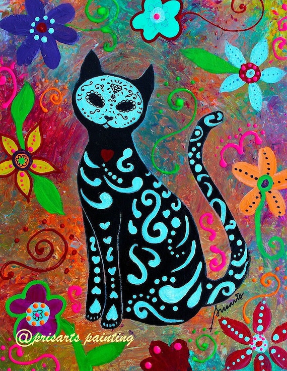 Neuropatía Monografía hacer los deberes Día de los Muertos El Gato Gato Calavera Arte Popular Mexicano - Etsy España