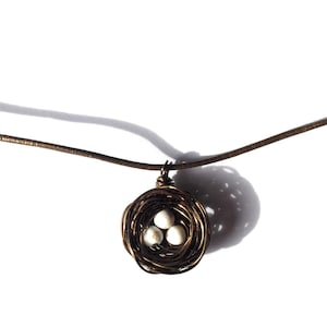 Hummingbird bird nest pendant necklace with white eggs. Pick your choice of eggs and letter initials charms!
