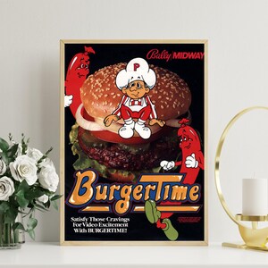Poster retrò arcade - Poster Burger Time - Stampa vintage - Regalo per giocatori