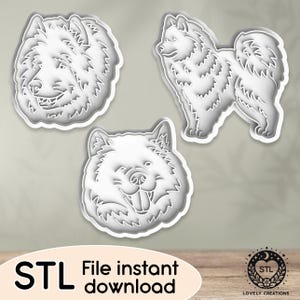 Samoyed Dog Breed Animal Puppy Doggo Doggy Family - STL file for Cookie Cutter, Clay Cutter, Bakery, Fondant, Stamp 3D Printing