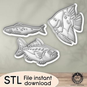 Fish Sea Animal Swimming Fishing Ocean Water Lake River - STL file for Cookie Cutter, Clay Cutter, Bakery, Fondant, Stamp 3D Printing