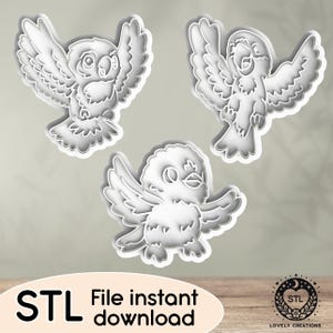 Parrot Wild Animal Ara Cockatiel Cute Little Bird Flying - STL file for Cookie Cutter, Clay Cutter, Bakery, Fondant, Stamp 3D Printing