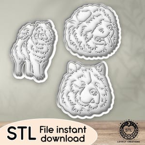 Chow Chow Dog Breed Animal Puppy Doggo Doggy Family - STL file for Cookie Cutter, Clay Cutter, Bakery, Fondant, Stamp 3D Printing
