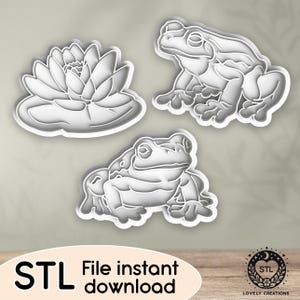 Grenouille crapaud têtard ouaouaron Lilly Lilium Pond animal amphibien - fichier STL pour emporte-pièce, emporte-pièce, boulangerie, fondant, impression 3D de timbre