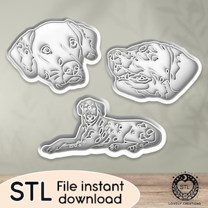 Dalmatian Hunting Dog Breed Animal Puppy Doggo Doggy Family - STL file for Cookie Cutter, Clay Cutter, Bakery, Fondant, Stamp 3D Printing