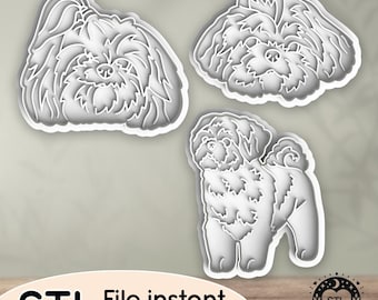 STL file for Cookie Cutter Shih Tzu Chinese Lion Dog Animal Puppy Doggo Doggy Family - Clay Cutter, Bakery, Fondant, Stamp 3D Printing