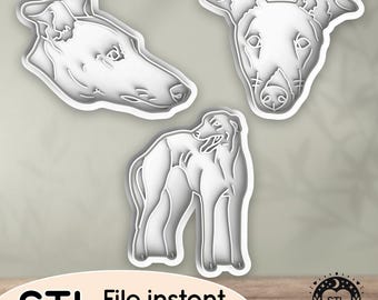 Greyhound Dog Breed Animal Puppy Doggo Doggy Family - STL file for Cookie Cutter, Clay Cutter, Bakery, Fondant, Stamp 3D Printing