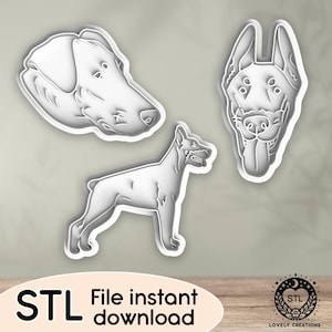 STL file for Cookie Cutter Dobermann Doberman Pinscher Animal Puppy Doggo Doggy Family - Clay Cutter, Bakery, Fondant, Stamp 3D Printing