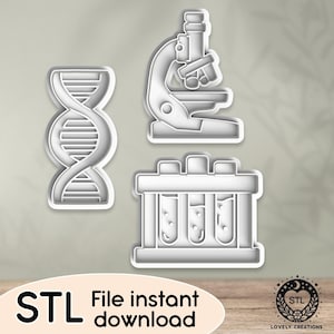 Laboratorio Chimica Scienza Microscopio DNA Campioni Fiala Chimica - File STL per Cookie Cutter, Clay Cutter, Bakery, Fondant, Stampo Stampa 3D