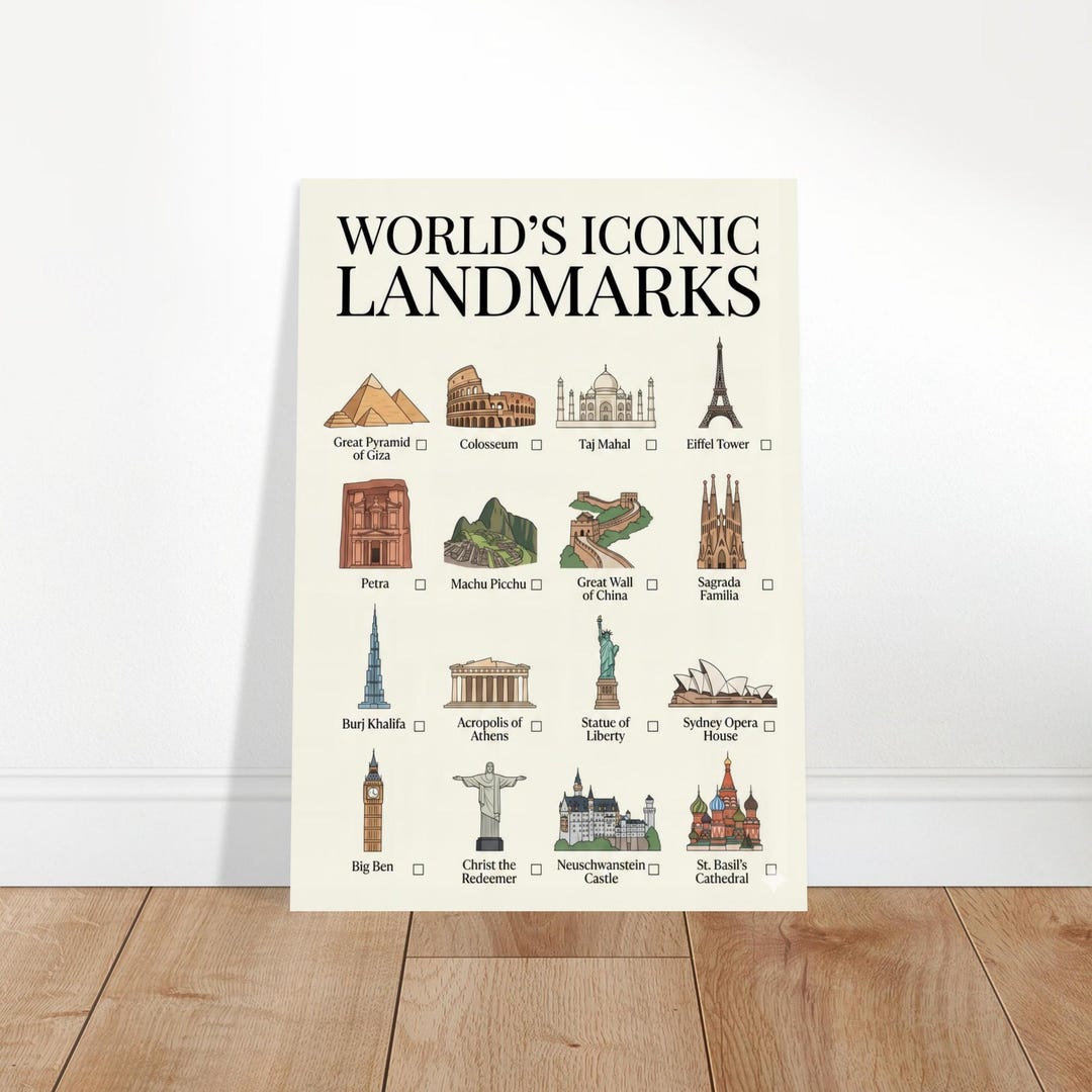 World Landmarks Checklist Poster – the World's Most Famous Buildings ...