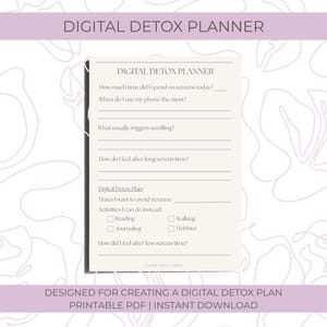 Digital Detox Planner | Screen Time Reset Printable | Mindful Tech Use Worksheet