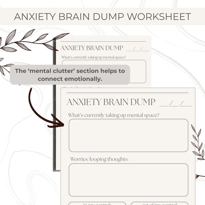 Anxiety Brain Dump Worksheet | Thought Release Sheet (PDF Download A4 ...