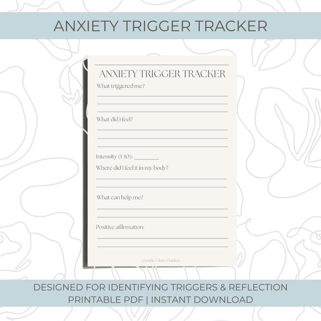 Anxiety Trigger Tracker | Anxiety Log Printable | Mental Health ...