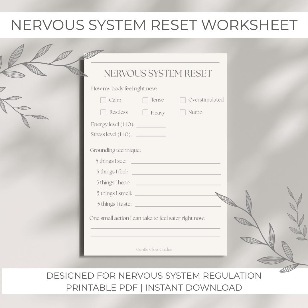 Nervous System Reset Printable | Grounding Worksheet | Mental Health ...