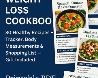 Libro de cocina para bajar de peso con la dieta mediterránea. 30 recetas saludables. Bono: registro, medidas corporales y lista de la compra. Oferta del Día de la Madre.
