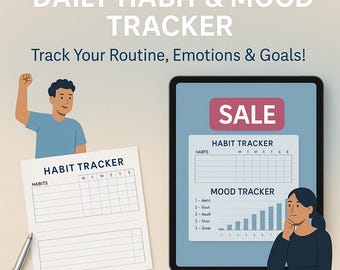 Seguimiento diario de hábitos y estado de ánimo (PDF) / Controla tu rutina, emociones y objetivos: Planificador Harmony para la productividad. Oferta del Día de la Madre.