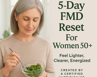 Reinicio de 5 días de la dieta FMD para mujeres mayores de 50 años / Plan de comidas de ayuno antienvejecimiento en PDF / Programa de desintoxicación celular y pérdida de peso / Guía creada por una nutricionista