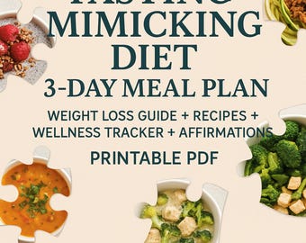 Plan de dieta de 3 días que imita el ayuno (PDF) / Guía para bajar de peso + Recetas fáciles + Seguimiento + Afirmaciones / Programa de bienestar imprimible