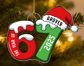 Custom Name 67 Acrylic Ornament, Funny Six Seven Teenager Keepsake,Gen Z Meme Ornament, 2025 Teen Boy Tween Meme Holiday Decor