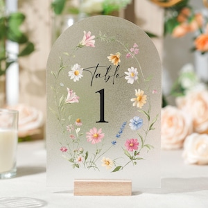 Arched Table Numbers, Wedding Table Numbers, Wedding Table Decor, Table Numbers, Wildflower Wedding Table Sign, Floral Table Number Signs
