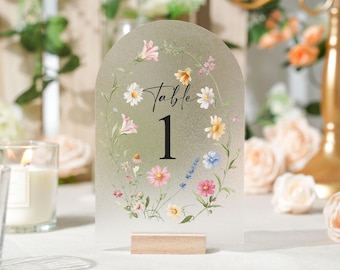 Arched Table Numbers, Wedding Table Numbers, Wedding Table Decor, Table Numbers, Wildflower Wedding Table Sign, Floral Table Number Signs