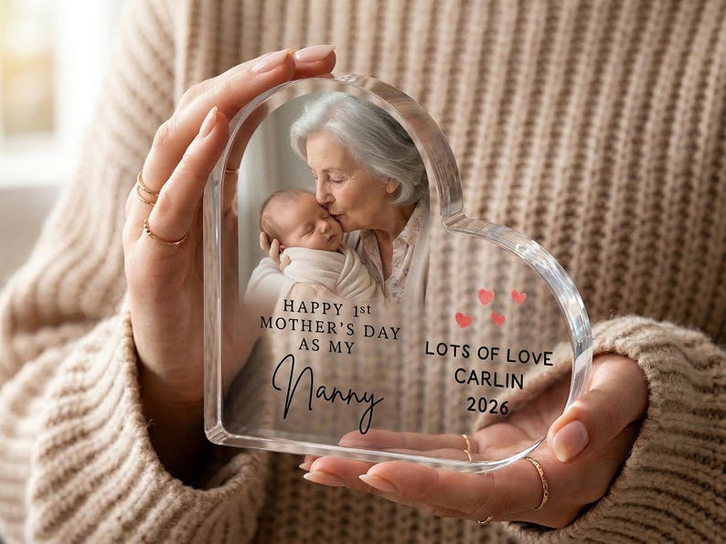 Placa acrílica personalizada para el Día de la Madre, regalo para el primer Día de la Madre, bloque acrílico con foto personalizada para mamá, regalo de Baby imagen 8