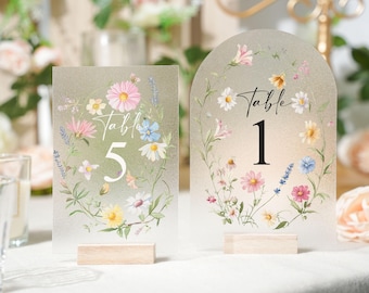 Wedding Table Number Sign, Wedding Table Decor, Rustic Country Wedding, Wildflowers Wedding Table Signs, Custom Table Sign