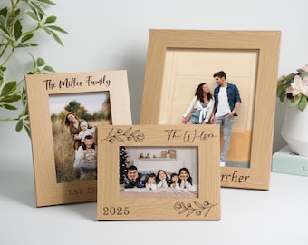 Marco de fotos personalizado grabado, marco de fotos de pareja de compromiso, marco de fotos de boda, marco de fotos familiar, marco de fotos de aniversario, regalo