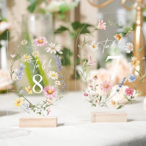 Acrylic Table Numbers | Wedding Table Decor | Wedding Signage | Table Signs | Table Numbers | Boho Wildflower Wedding Table Sign