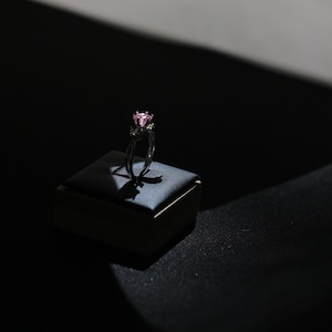 Rose Quartz Peridot Ring – Sterling Silver Tulip, Floral Jewelry image 2