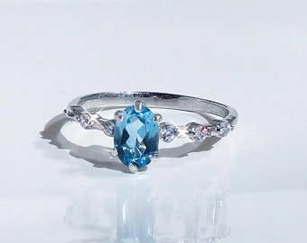 Sterling Silver Swiss Topaz Ring – Iris Design Dainty Jewelry