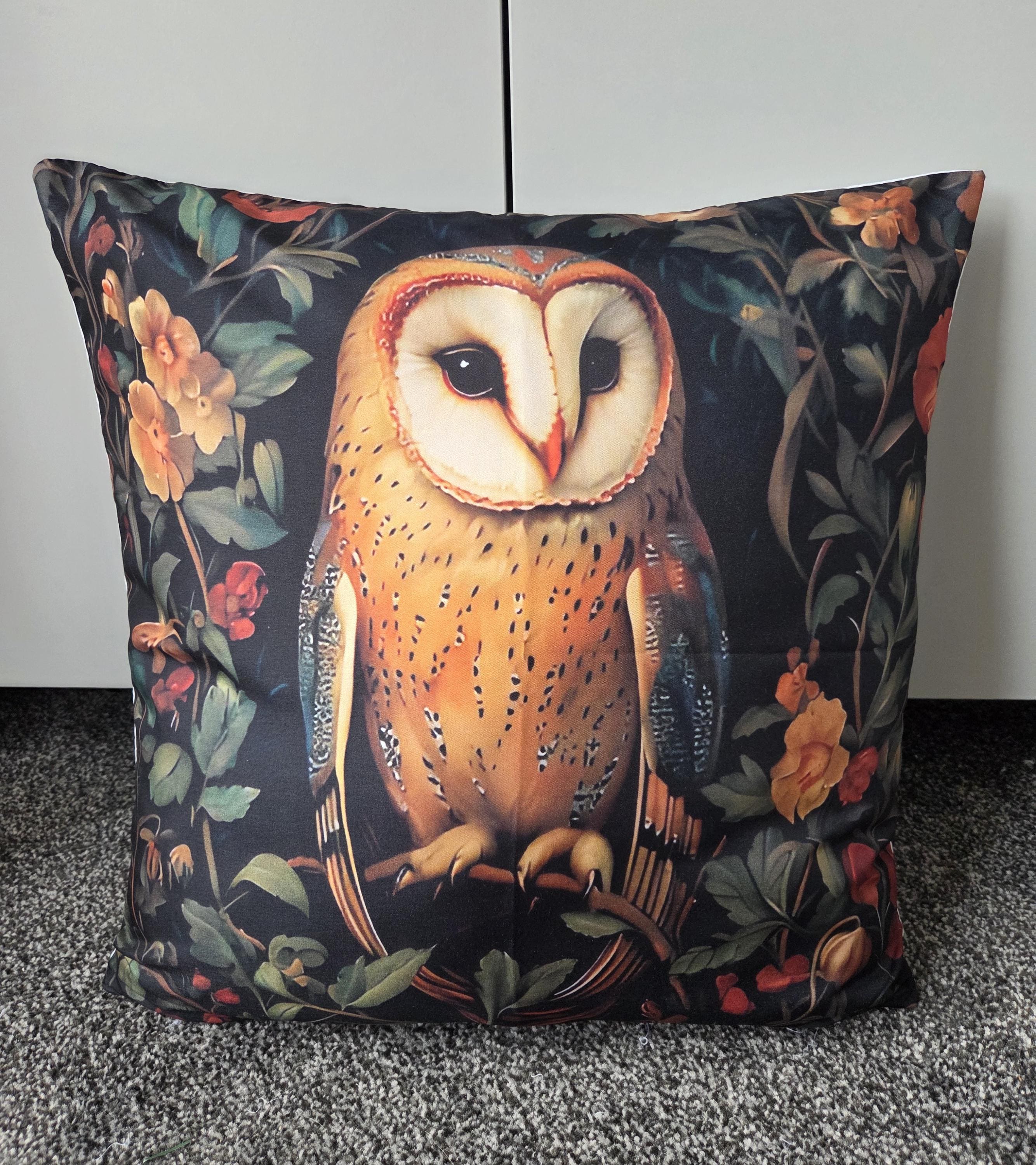 William Morris Inspired Owl Themed Cushion Cover New 45cm X 45cm Zip Closure