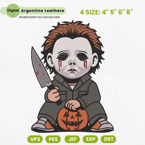 Pumpkin Mask Embroidery Design, Chibi Halloween Character Machine File, Spooky Costume Machine Embroidery File, Instant Download, 4 Sizes