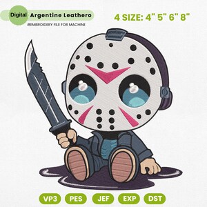 Masked Chibi Embroidery Design, Cute Halloween Character Machine File, Spooky Cartoon Mask Machine Embroidery File, Instant Download PES DST