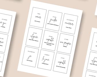 81 cartes d'affirmation imprimables en français - pdf de cartes d'affirmation positive à imprimer et découper