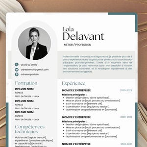 Plantilla de CV en Canva con carta de presentación en francés