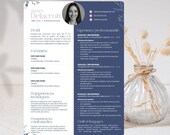 CV CANVA esthétique professionnel, modèle de Cv professionnel avec lettre de motivation et références, Cv avec photo, téléchargement, resume
