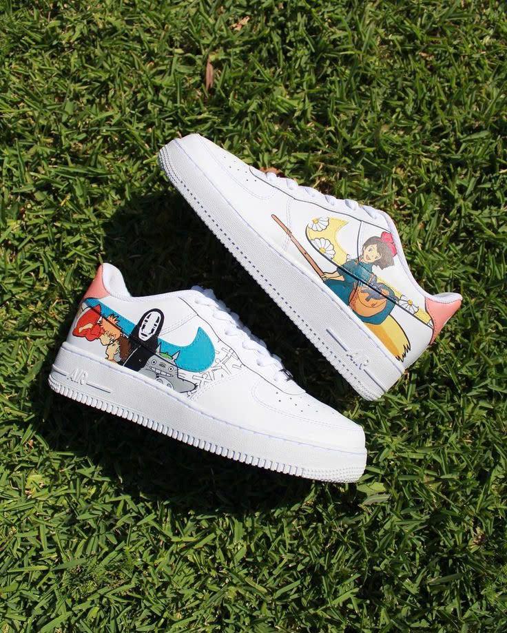 Hand-Painted Ghibli Sneakers – Custom Anime Shoes with Floral and Studio-Inspired Design