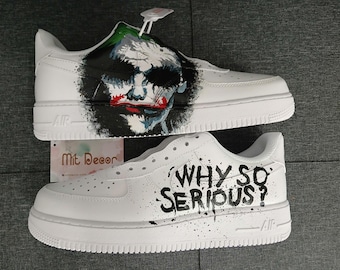 Joker Hand-Painted Sneakers – Custom &quot;Why So Serious?&quot; Leather Shoes