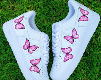 Butterfly Dreams Custom Sneakers – Hand Painted Pastel Butterfly Shoes – Free Name Personalization