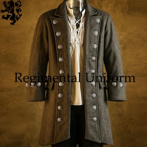 Grey Wool Buccaneer Pirate Coat, Pirate Costume Jacket, Halloween Pirate Coat, Historical Pirate Coat, Costume Cosplay Coat, Pirate Admiral