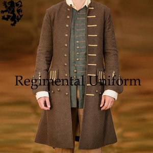 Historical Pirate Costume - Handcrafted Captain Hook Frock Coat, Halloween Cosplay Captain Hook Pirate Coat - Frock Coat, Men Grey Wool Coat